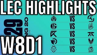 LEC Highlights ALL GAMES Week 8 Day 1 Spring 2020 League of Legends EULEC