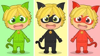 Finger Family Colored Cat Noir Learn By Singing With Miraculous Ladybug