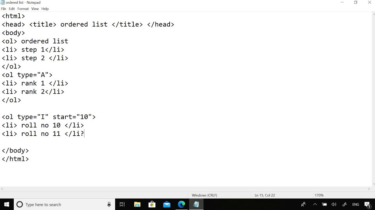 #lecture 4 Ordered List/Numbered List of items in #HTML #BCom #BCom ...