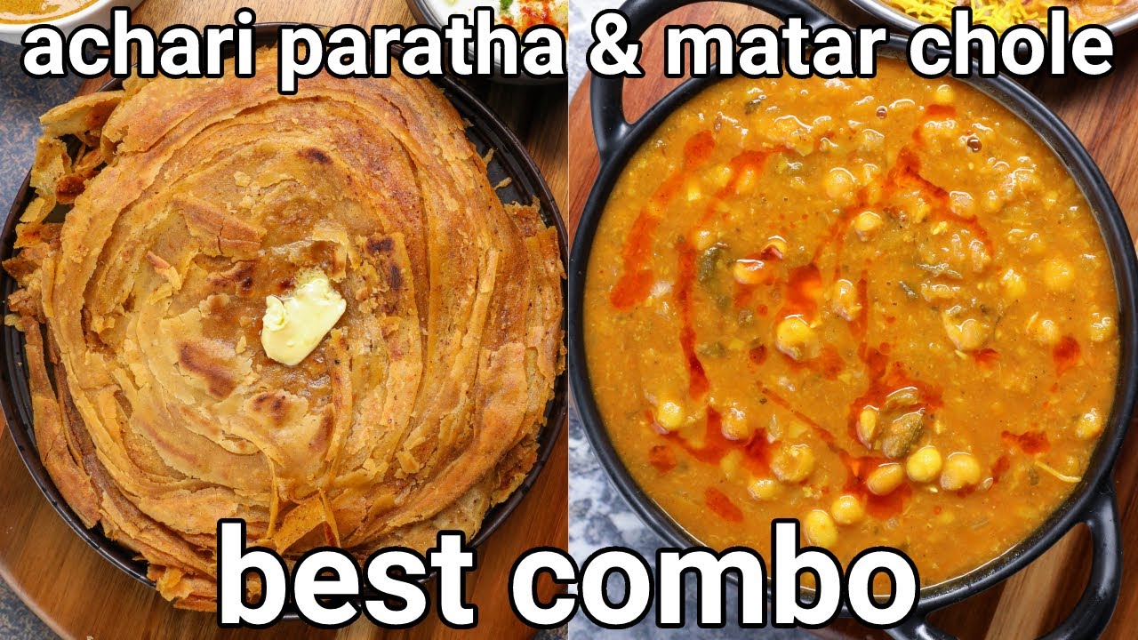lachhedar spicy paratha & matar chole combo meal for lunch & dinner | layered paratha & peas gravy | Hebbar | Hebbars Kitchen