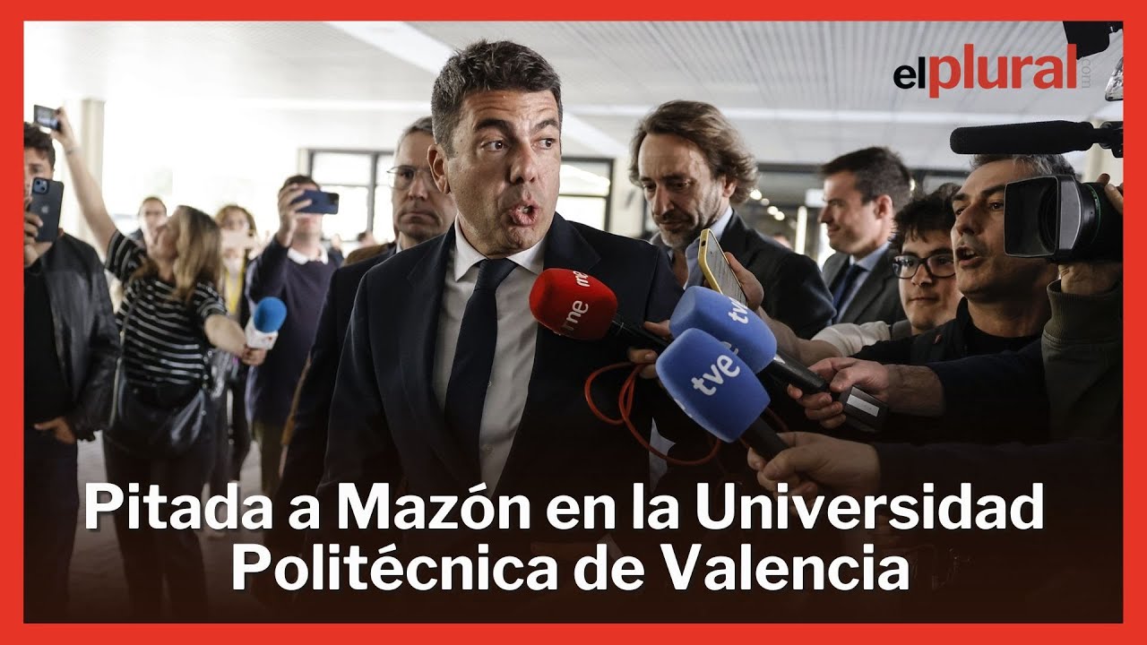 Pitada estudiantil a Mazón en la Universidad Politécnica de Valencia