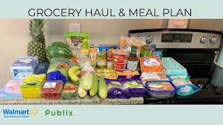 GROCERY HAUL \& MEAL PLAN | BUDGET FRIENDLY | WALMART GROCERY PICKUP | PUBLIX | FAMILY OF TWO