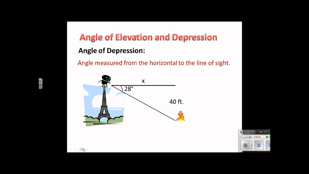 Geometry Lesson 8.4 Angle of Elevation and Depression V3  YouTube