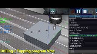 Vmc programing !! Simulation app Vmc !! G83 drilling cycle program !! G84  tapping cycle #vmc #cnc 