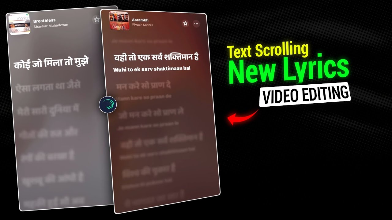 Trending Text Scrolling Lyrics Status Video Editing | Text Scroll Lyrics Editing Alight Motion