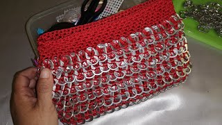 Bolso Tejido a Crochet Con Fichas o Anillas de lata - YouTube