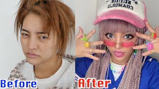 【太眉芋女から鬼ギャル】寝起き1秒→毎日ギャルメイク
