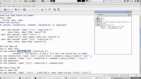 Programming in Tcl/Tk Lesson 19 (take two):GUI: Menus. (English Version)