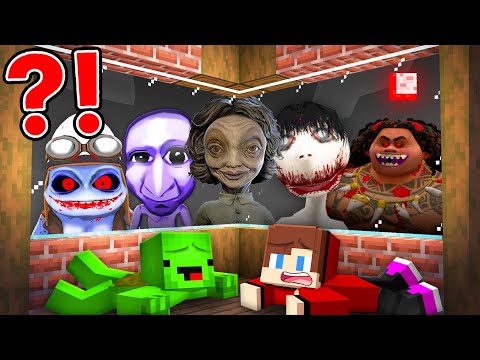 ジェイジェイとマイキーはマインクラフトで怖いモンスターから隠れる。 - まいぜん !