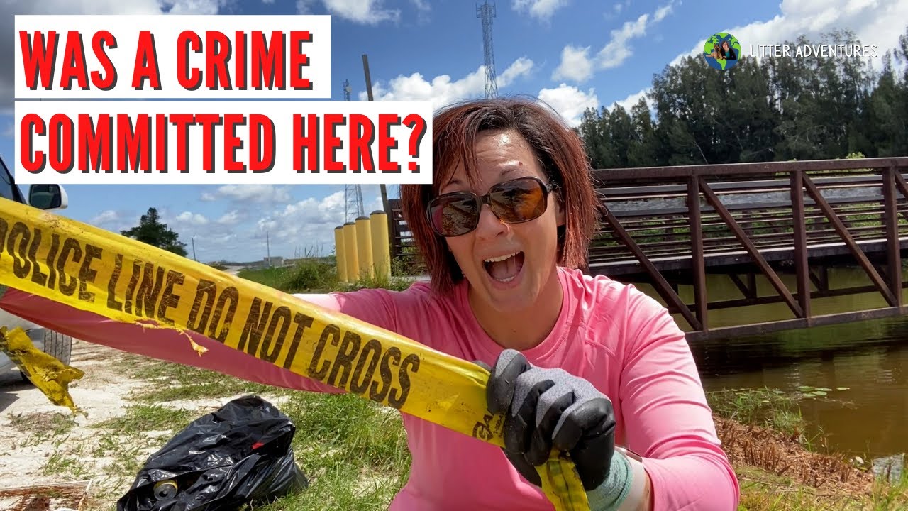 Police tape and concussions? Litter and Trash Clean Up Everglades Canal