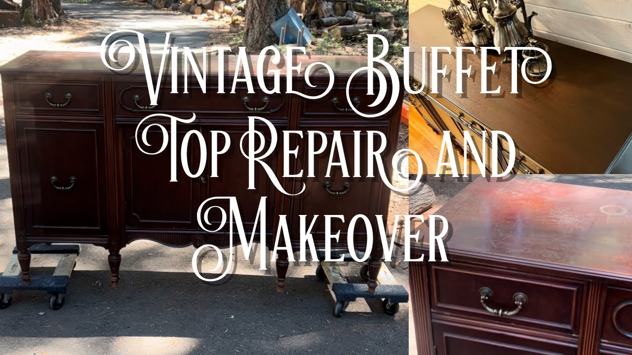 Vintage Buffet Makeover | Veneer Repair | Decoupage Doors | Elegant Upgrades