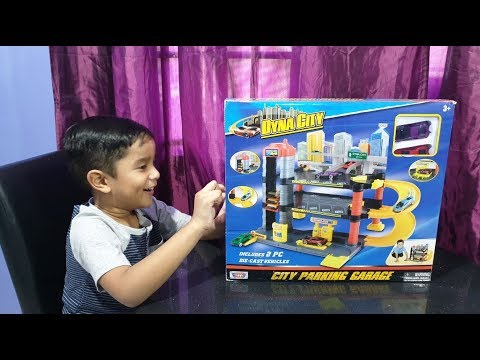 parking-garage-toy-playset-with-hot-wheels-cars-|-dyna-city-parking-garage-toy-opening