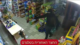 Grandma with a mop chases away a robber