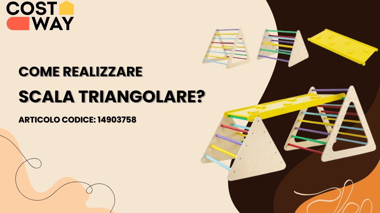 Scala di legno triangolare per arrampicarsi e scivolare, Scala