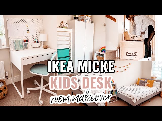 IKEA KIDS DESK FOR SMALL SPACE IDEAS & ORGANISATION  IKEA MICKE DESK,  MINIMALIST KIDS ROOM MAKEOVER 