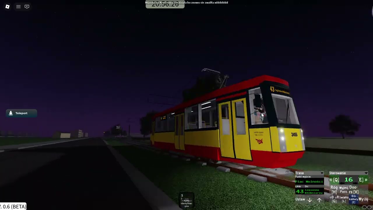 Jadę tramwajem Linia 43 Kierunek Legionów - Włókniarzy