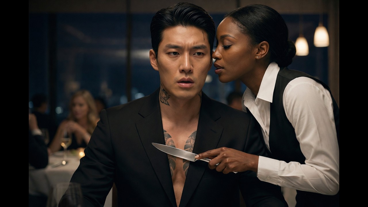 Korean Mafia Boss Felt the Blade at His Chest — The Black Waitress Whispered “Don’t Move