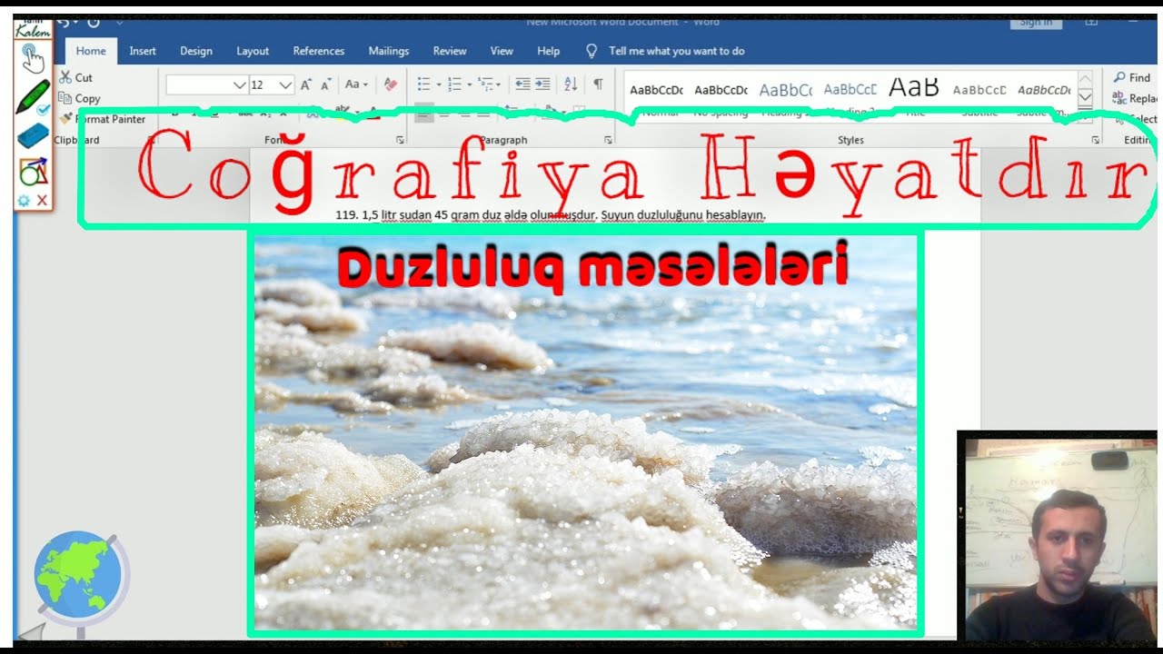 Coğrafiya Hidrosfer.Duzluluq və Exolot məsələ həlləri