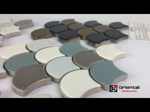 Oriental mosaic  handmade ceramic mosaic fan shape