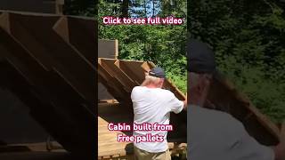 Cabin built using pallets we got for free. #palletcabin #palletfurniture #cabin