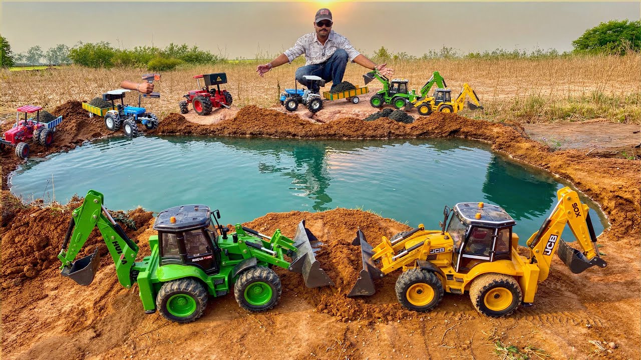 RC Tractor Rescue JCB  Backhoe Loader with Tractor Trolley From Mud - Raj mini toy