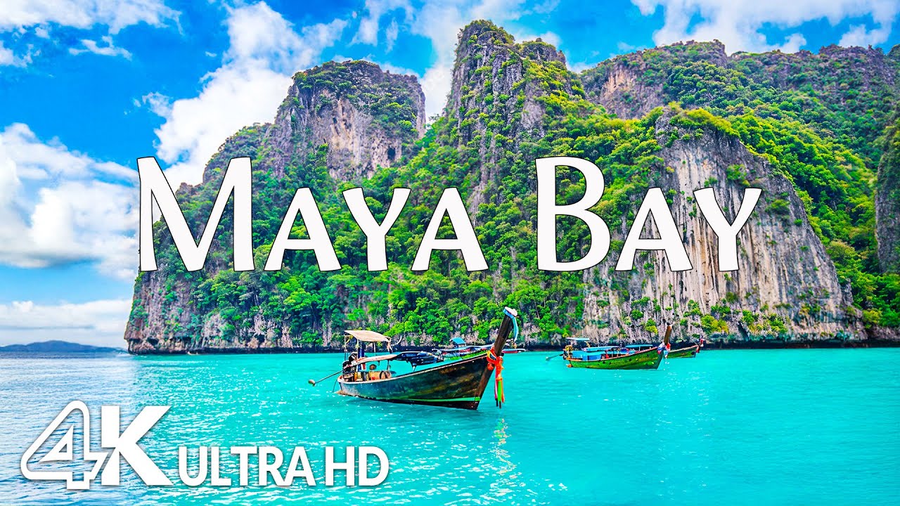 Maya Bay 4K – Crystal Waters, Dramatic Cliffs & Breathtaking Tropical Landscapes with Relaxing Music