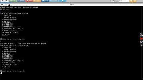 Zodiac signs-C programming-Miniproject