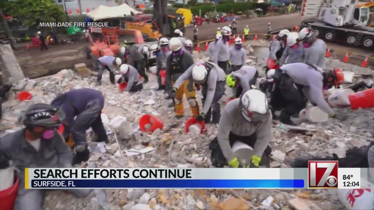 Search efforts continue at site of collapsed Florida condo building ...