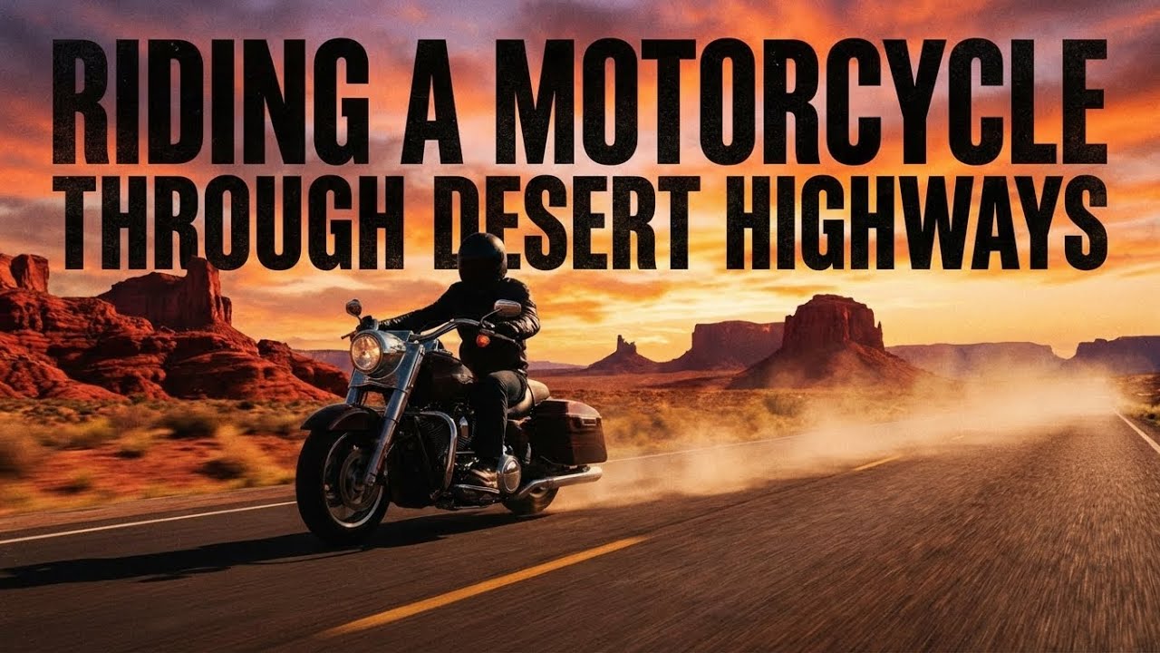 Езда на мотоцикле по пустынным дорогам
