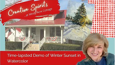 Time-lapsed demo of painting the Winter Sunset in Watercolor