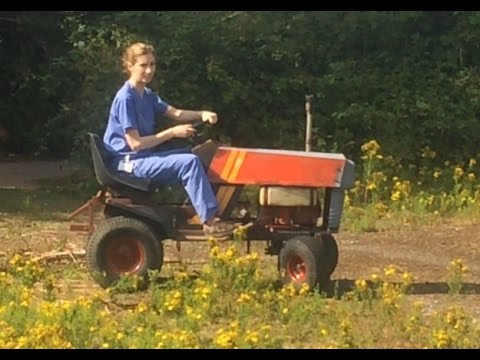 a nurse off roading a westwood gazelle lawnmower then a caterpillar