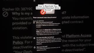 How To Reactivate Your Deactivated Doordash Driver Account #reactivation #deactivation