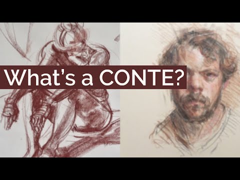 Drawing conte crayon--shading face - , From the lessons in free  online art classes,draw a face from your im…