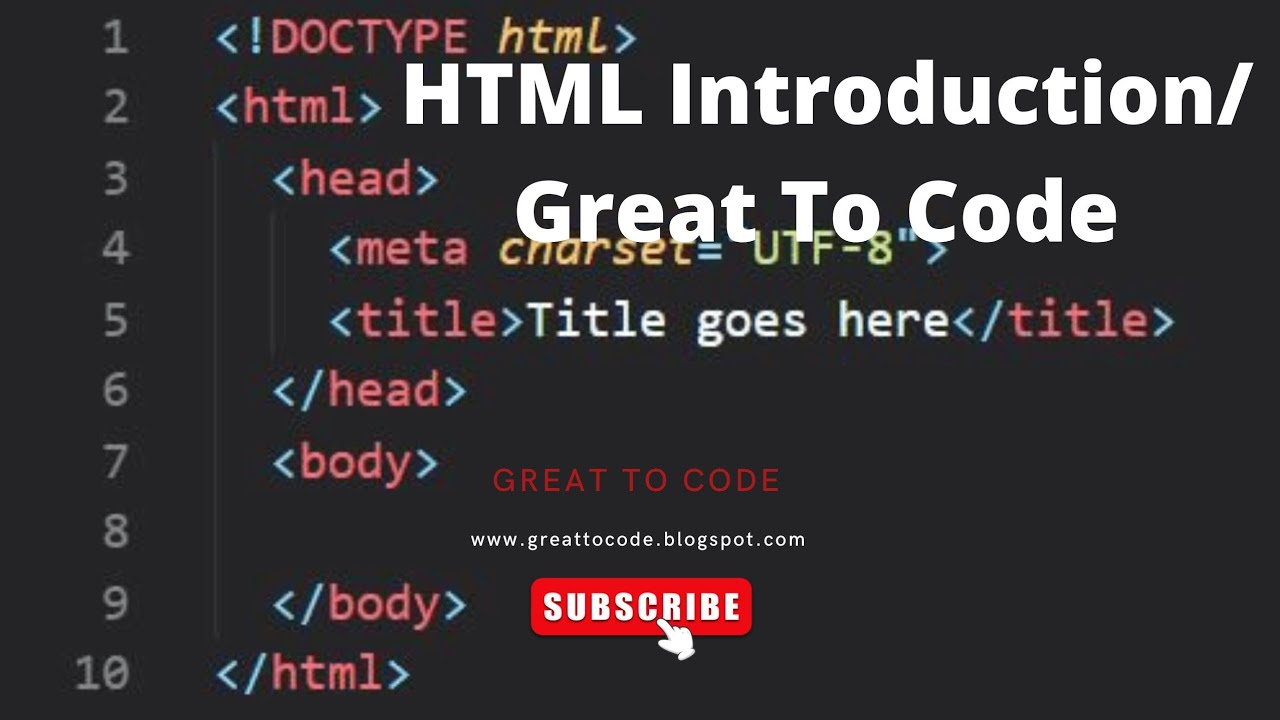 what is HTML/ HTML Introduction/ Great To code - YouTube
