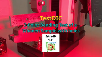 3-point bending test of a wooden sample with various hole sizes using the TestDIC in Istra4D V4.11