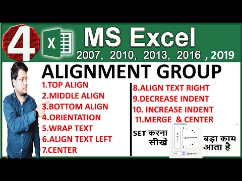 Ms Excel Alignment Group | Ms Excel 2007 / 2010 / 2013 / 2016 / 2019 | Ms Excel top align | Center