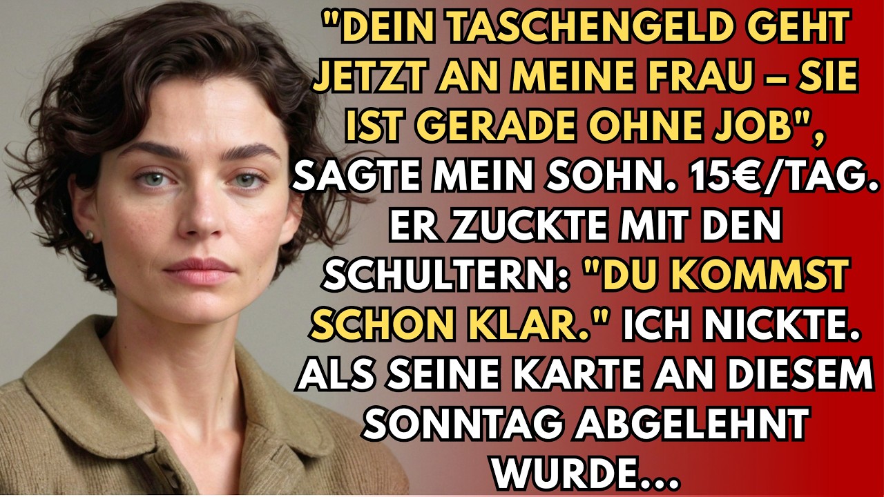 „Es sind doch nur 15 Euro am Tag, Mama. Du kommst schon klar.“ Mit diesen Worten strich mir mein Sohn mein Taschengeld und leitete meine komplette Rente an seine Frau um – für ihre...