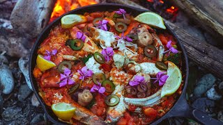 CAMPFIRE PAELLA ON REMOTE ISLAND IN ALASKA | Catch and Cook Alaska Series