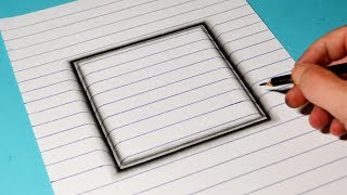 How to Draw 3D Embossed Square - Trick Art For Kids