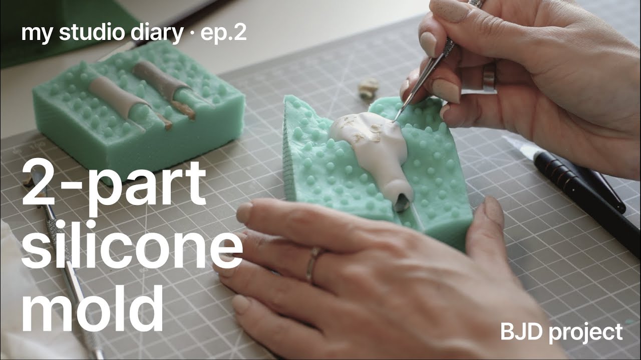 Two-piece silicone mold for BJD Doll resin cast • First part • Relaxing process video