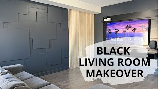Black Living Room Makeover Part 2 + REVEAL!! | Geometric Accent wall