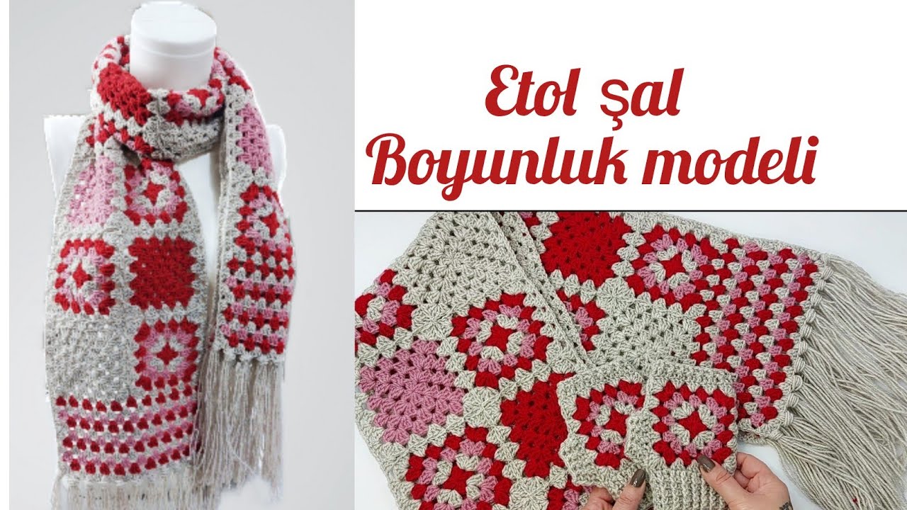 Muhteşem oldu ✅ örmesi çok kolay motifli boyunluk, atkı,etol şal modeli yapımı / örgü şal modelleri