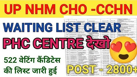 UP NHM CHO 2800 VACANCY (522 WAITLIST CANDIDATES SHORTLISTED) Waitlist Candidates Name Released