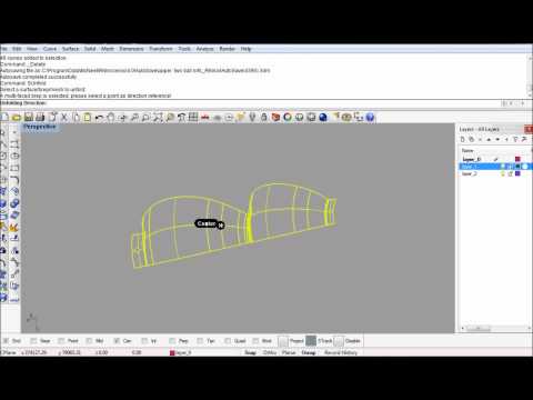Rhino unfold double-curvatured multi-face surfaces into a single contour