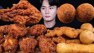 핫후라이드 치킨스낵 치즈스틱 치즈볼 치킨 먹방ASMR MUKBANG SPICY FRIED CHICKEN &amp; CHEESE BALL チキン メンボシャ eating sounds