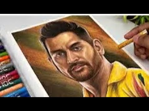 Arshadh A - MS DHONI ... Color pencil sketche