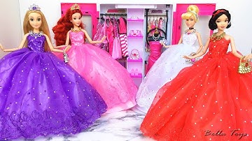 💖Barbie Doll dresses💖Disney Princess dress up💖Cinderella Rapunzel Snow White Ariel Little mermaid