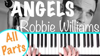 How to play ANGELS  Robbie Williams Piano Chords Tutorial Accompaniment