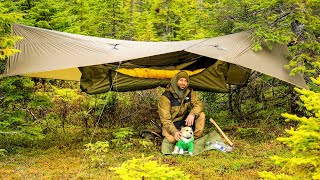 Camping In Rain With Hammock Tent