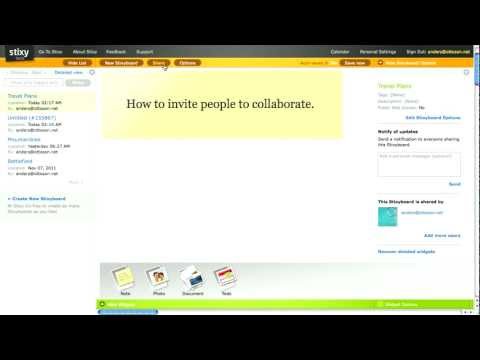 Stixy Tutorial - How To Invite People To Collaborate With You.